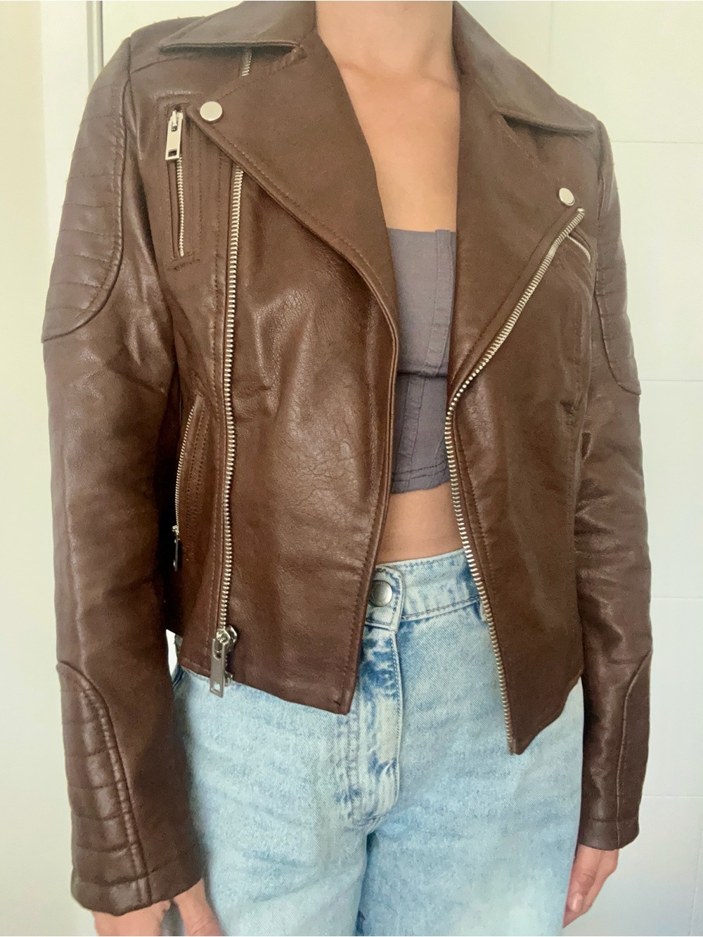 Zara Brown Biker Jacket